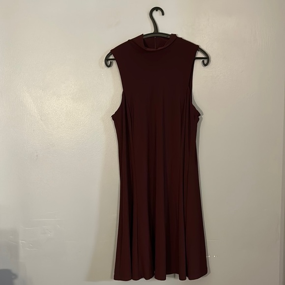 Lauren Ralph Lauren Burgundy /Wine Mock Neck Swing Dress size 14 - Picture 2 of 5